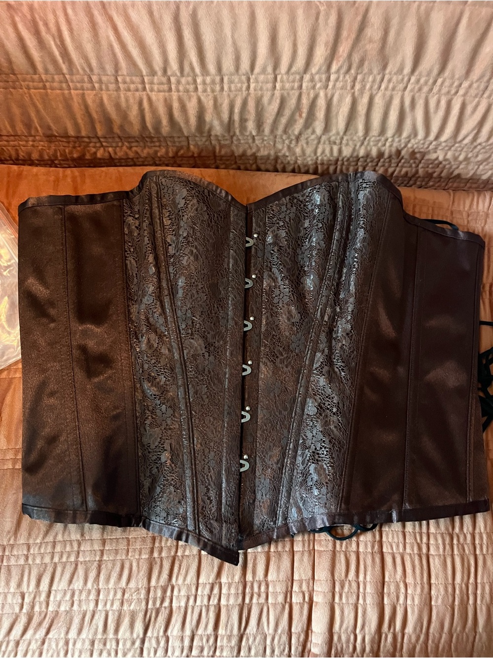 Never Worn Hips & Curves Brown Lace Overlay Waist Cincher Corset